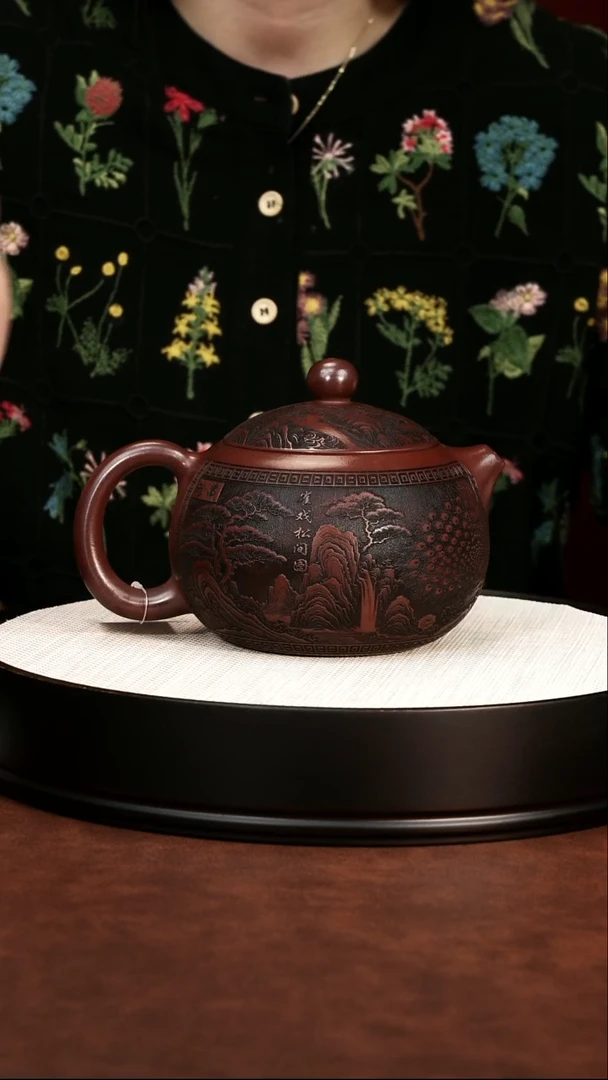 茶壶紫砂石红 孔雀西施