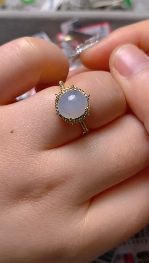 银S925镶嵌戒指翡翠百内无证书