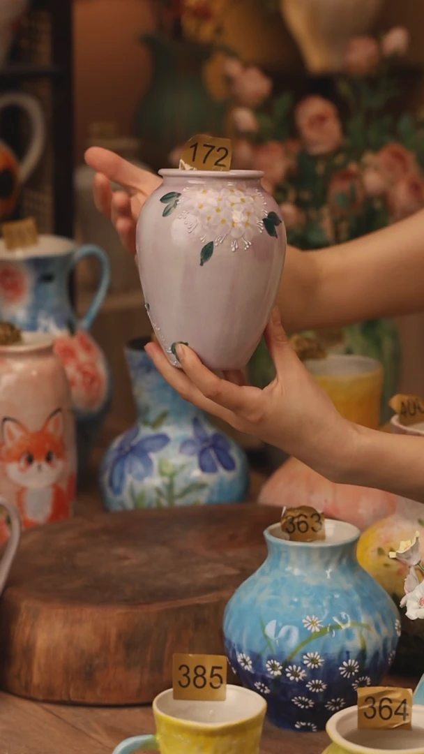 陶瓷172景德镇设计师手作花器摆件侘寂风