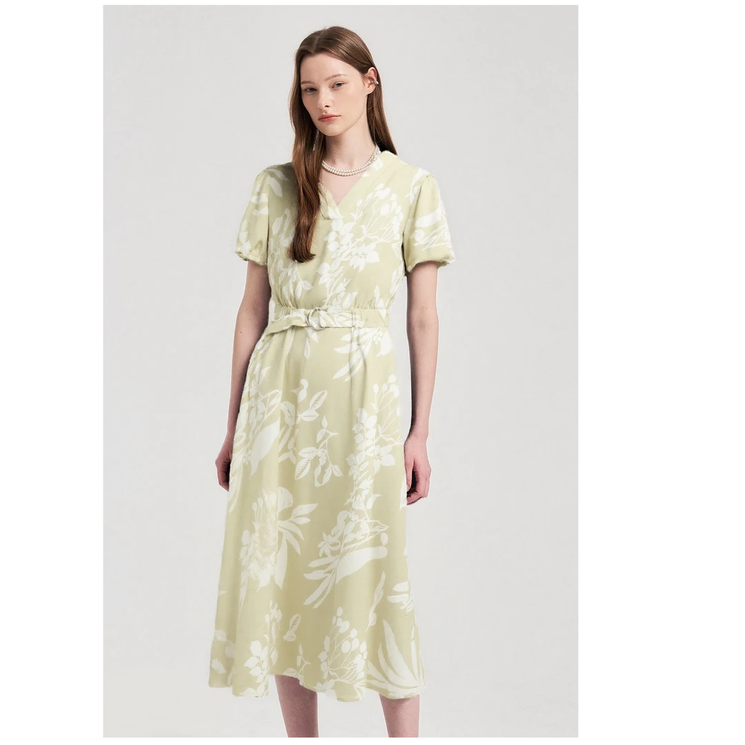 【COCOCOZI】时尚轻奢印花收腰碎花气质女装连衣裙242co069L