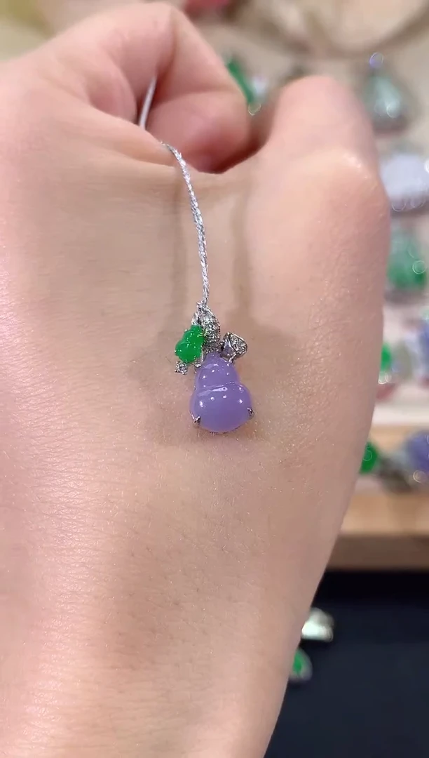 吊坠(不含链)18K金镶嵌翡翠冬日珠宝Q23紫货有色差