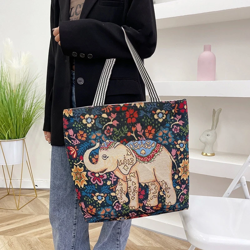 耐磨民族风刺绣单肩包手提包大容量妈妈包刺绣手拎包