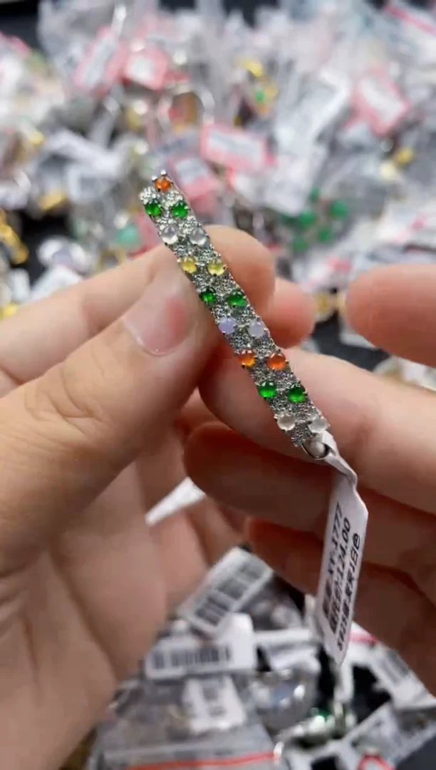 翡翠戒指银S925镶嵌3333---4