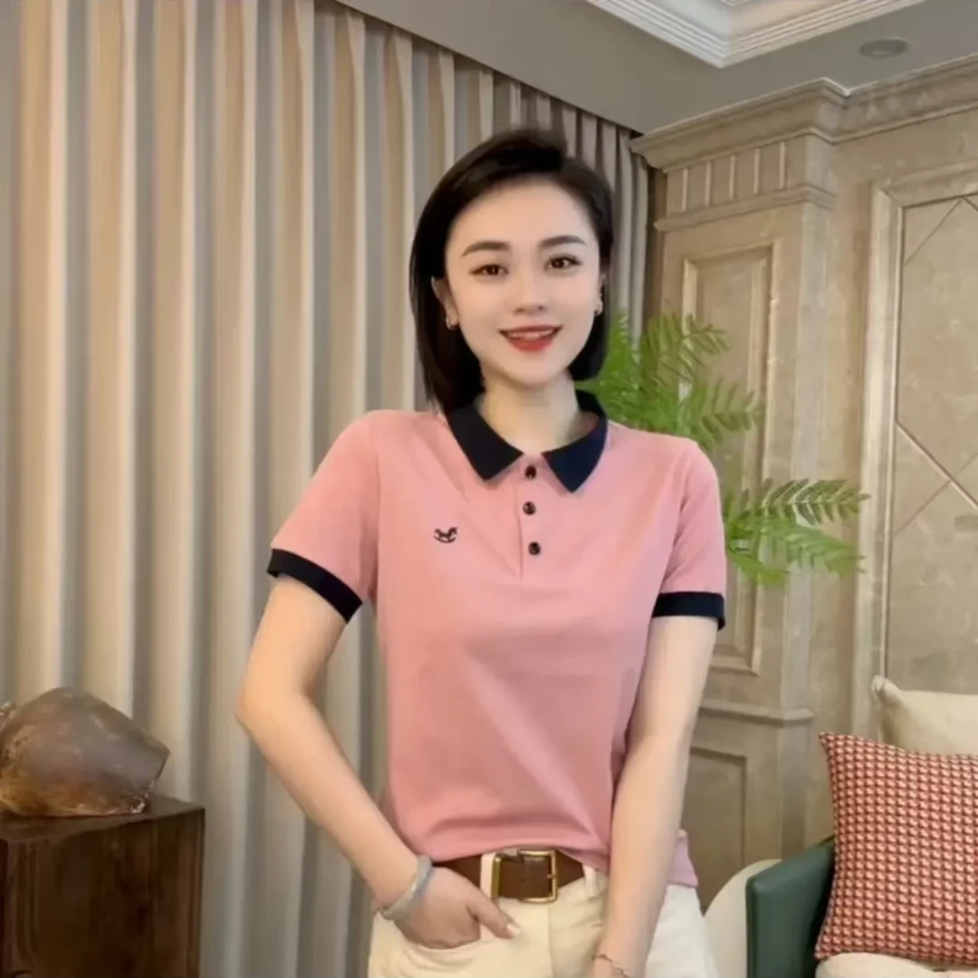 依骊汇夏款Polo领设计感时尚百搭显瘦上衣女5257