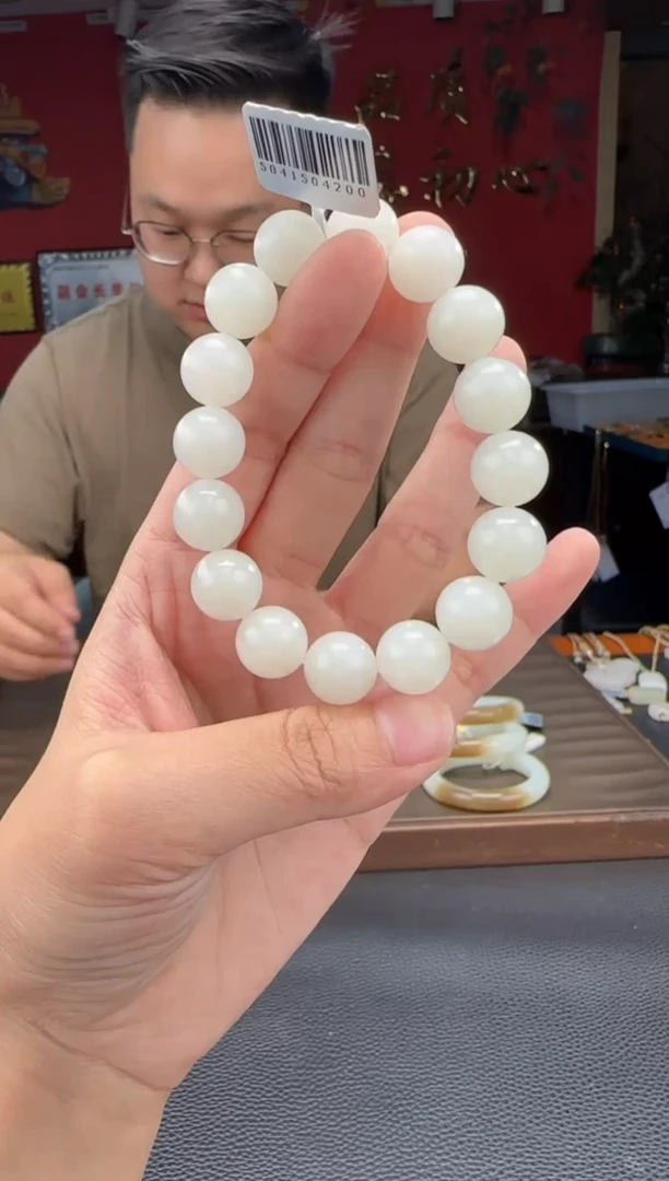 手串未镶嵌和田玉白玉单圈手串