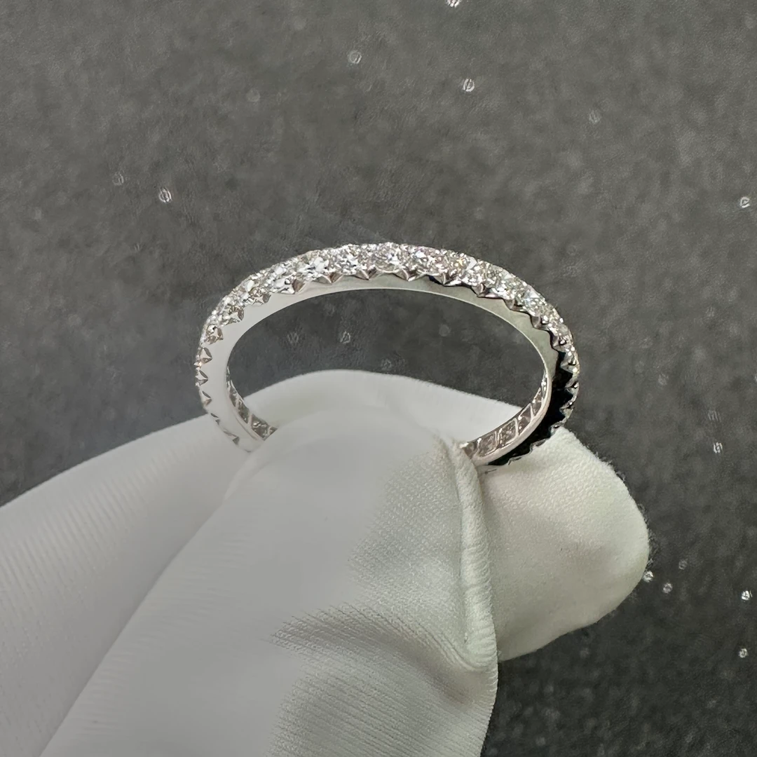 实验室培育钻石满钻直排钻戒18K金镶嵌 可单戴可叠戴