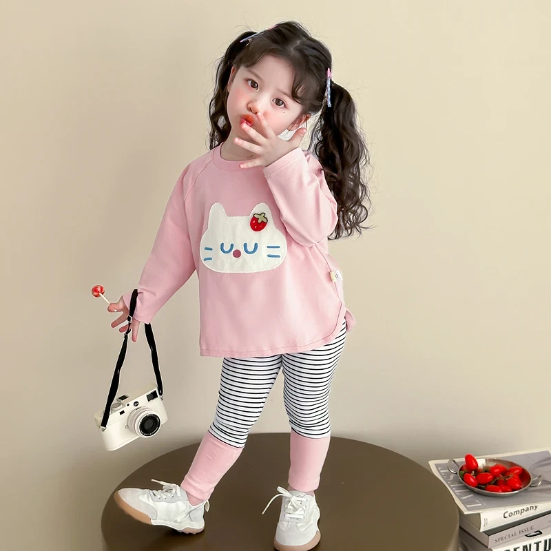 儿童秋季新款休闲卡通风套装女宝洋气可爱风少女风韩版长袖