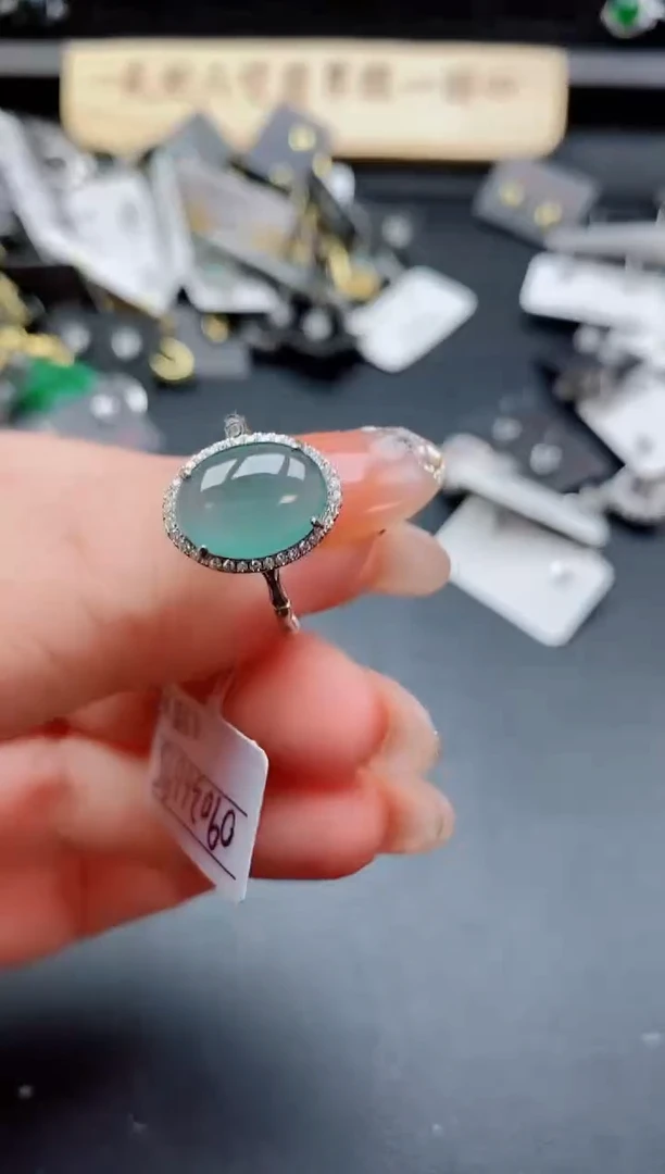 银S925镶嵌戒指翡翠1
