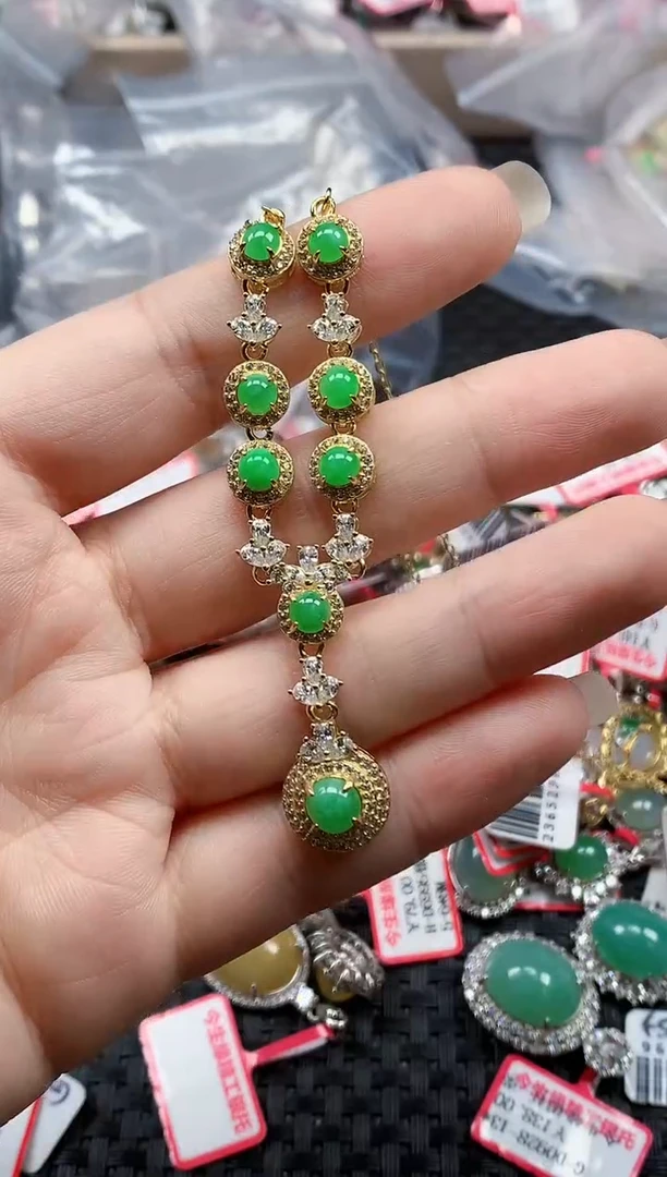 银S925镶嵌戒指翡翠天然A货缅甸翡翠