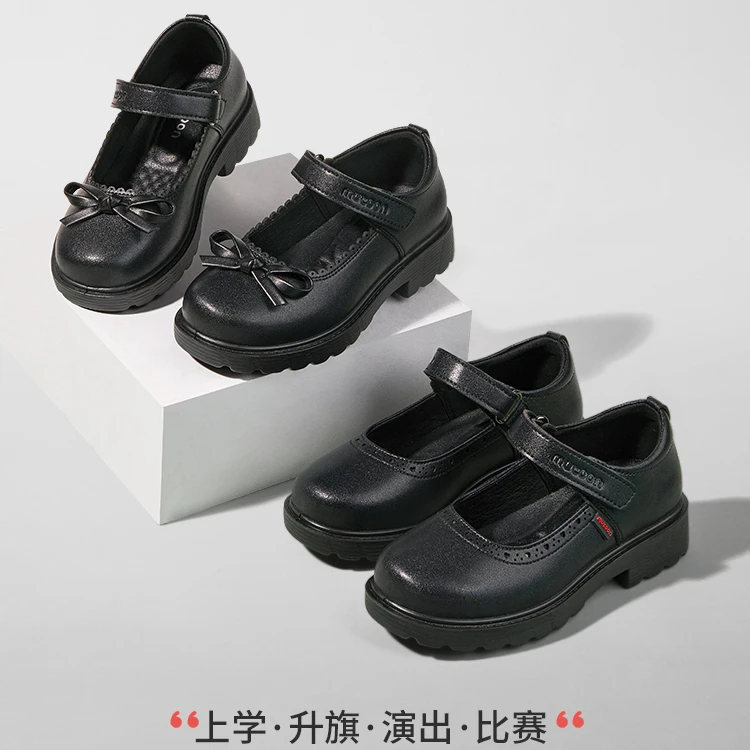 牧童女童皮鞋英伦港风校园演出小皮鞋黑色镂空公主鞋防滑百搭单鞋