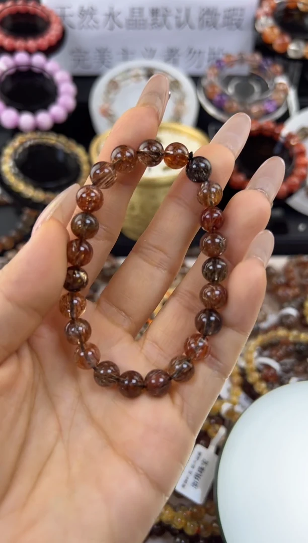 水晶手链未镶嵌黑金超8mm+