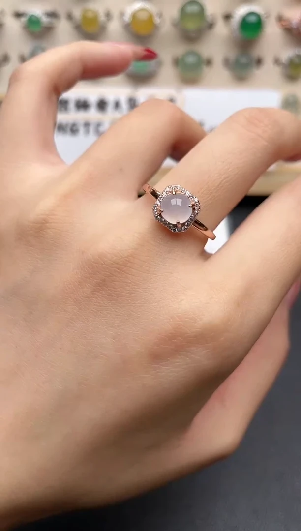 【闪购商品】翡翠戒指银S925镶嵌一物一证一礼盒