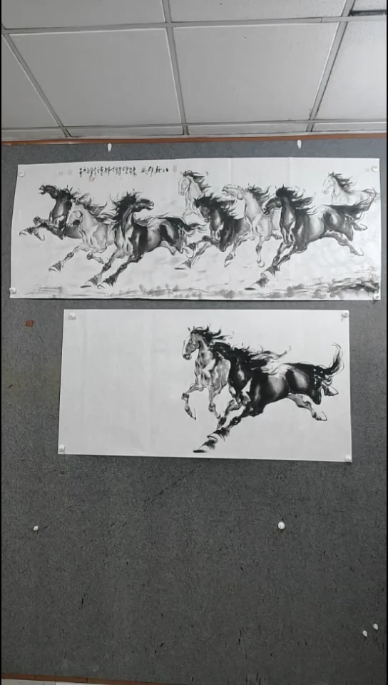 国画不***画水墨写意八骏马图