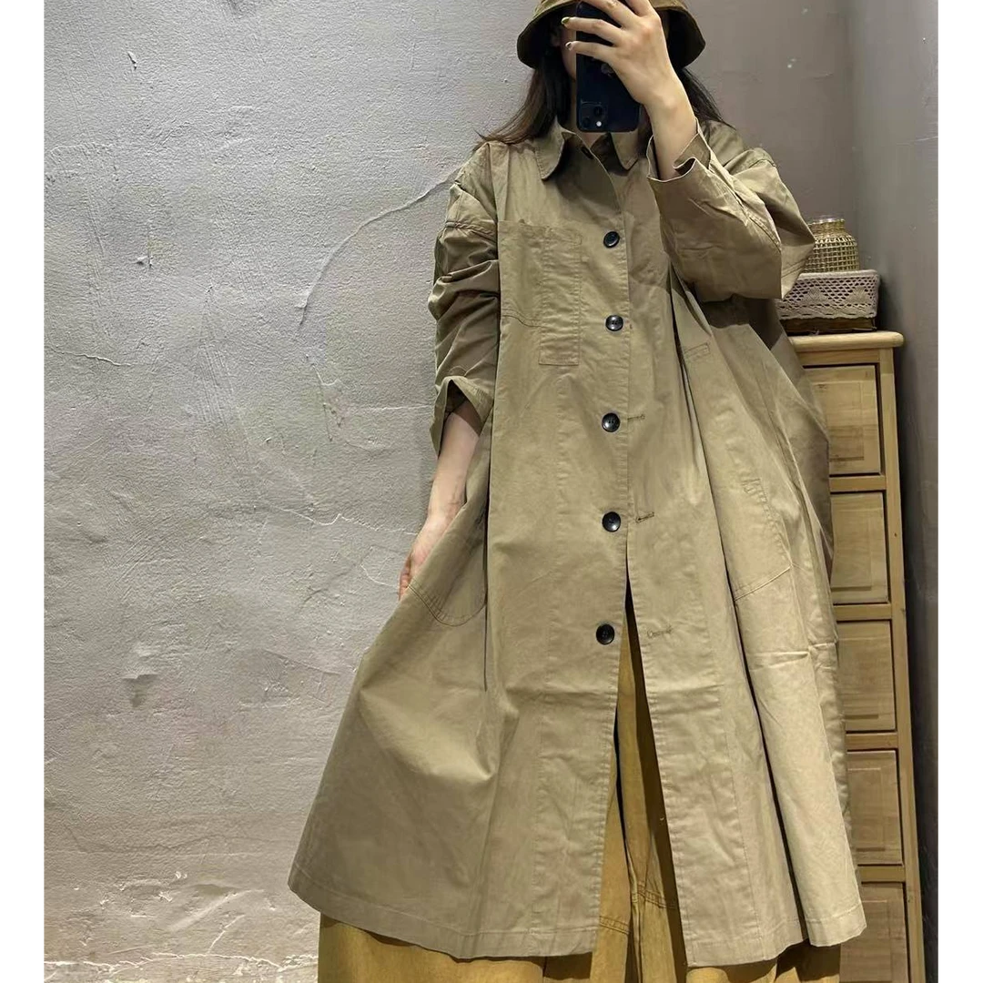 【半奏】秋季新款休闲百搭三口袋长款风衣女 穿到170内