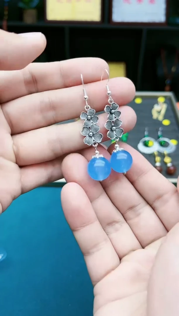 【闪购商品】玛瑙/玉髓耳钉银S925镶嵌7120000