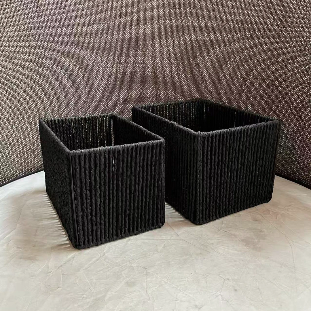 5388瑕疵款 大号25*19*17小号23*16*15cm 编织收纳筐桌面创意储物