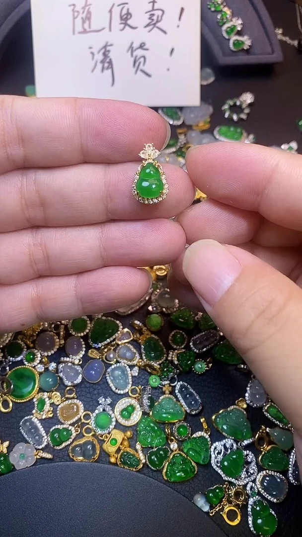 吊坠(不含链)银S925镶嵌翡翠1