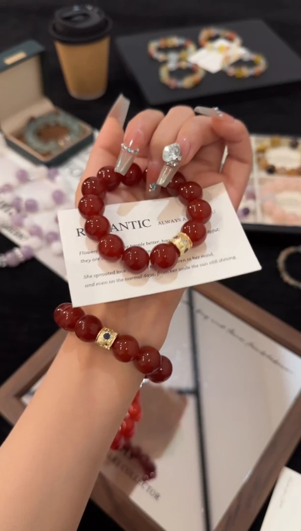 合金手链水晶红玛瑙x2936