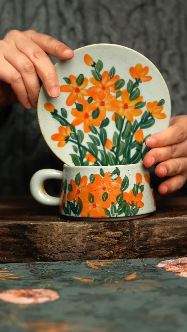 【闪购商品】杯釉下彩手工手绘同款陶器