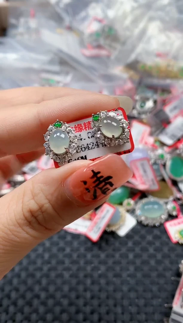 银S925镶嵌戒指翡翠天然A货缅甸翡翠