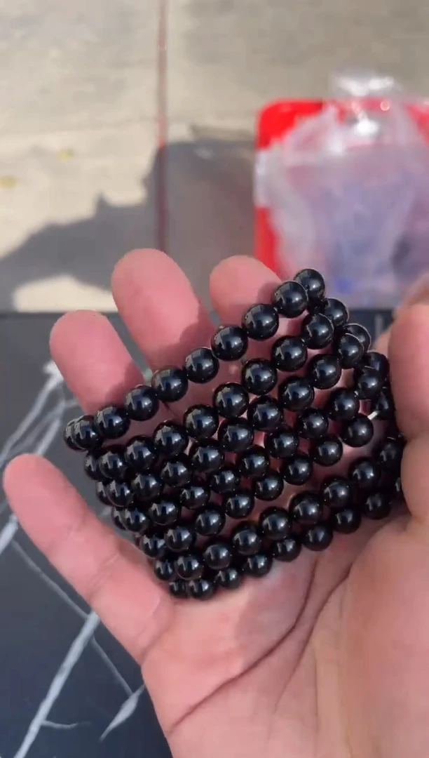 【闪购商品】碧玺手串卡8mm未镶嵌天然黑碧玺手串多样性发一