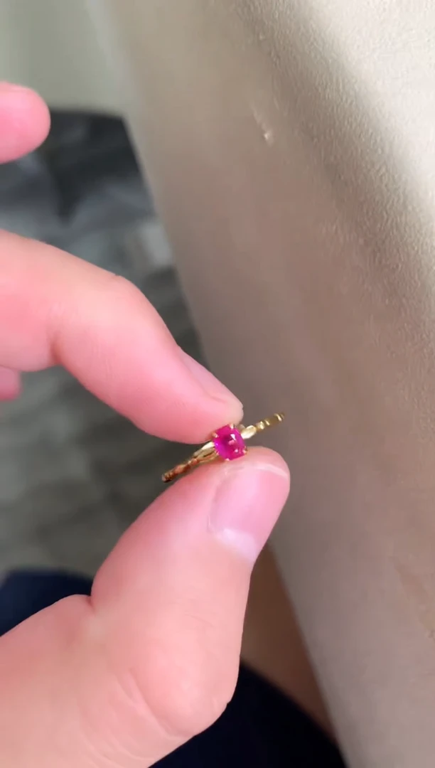 红宝石戒指银S925镶嵌戒指