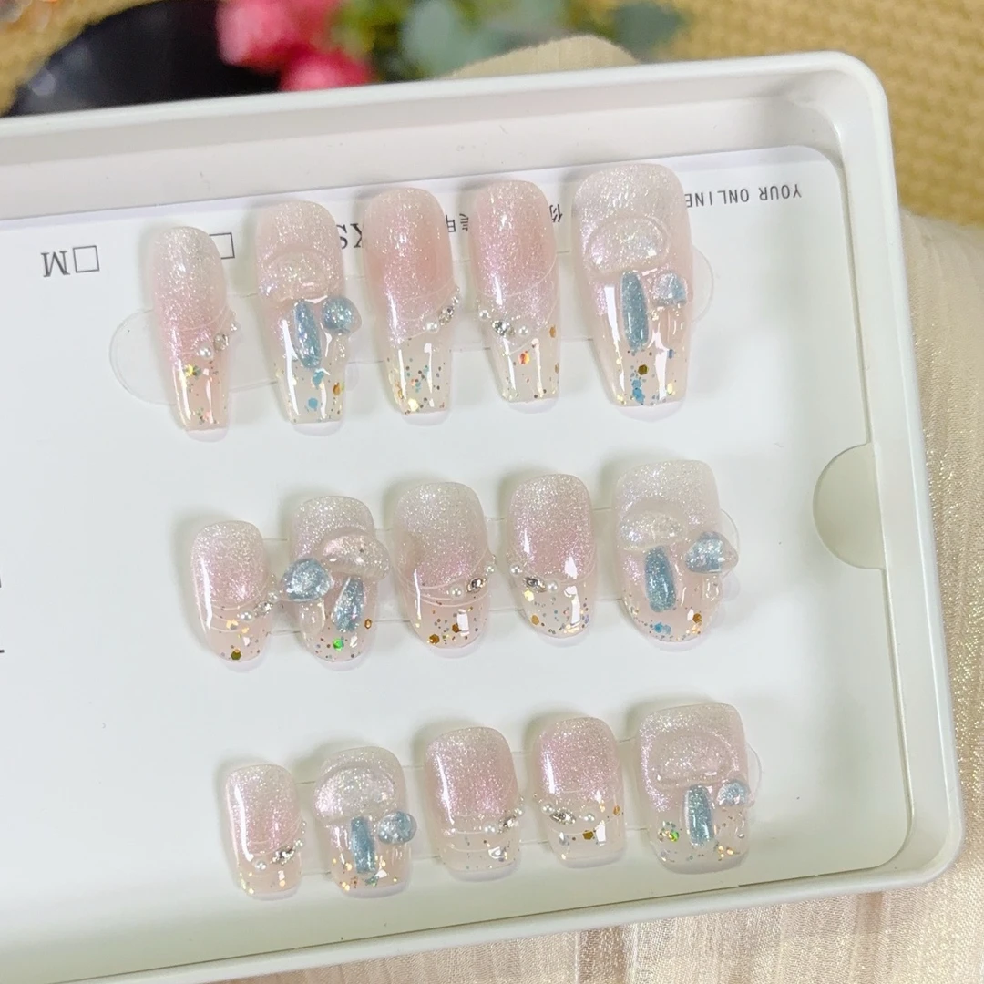 【蘑菇精灵】纯手工甜美少女高级感显白甲片高颜值立体轻奢穿戴美甲