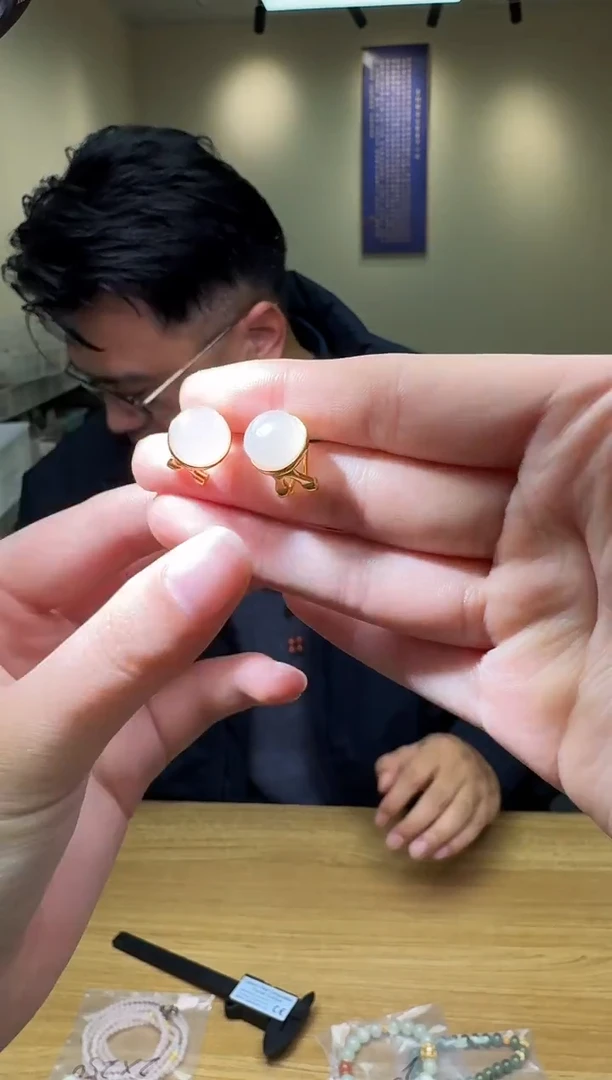 银S925镶嵌和田玉耳饰多样性发一件 473