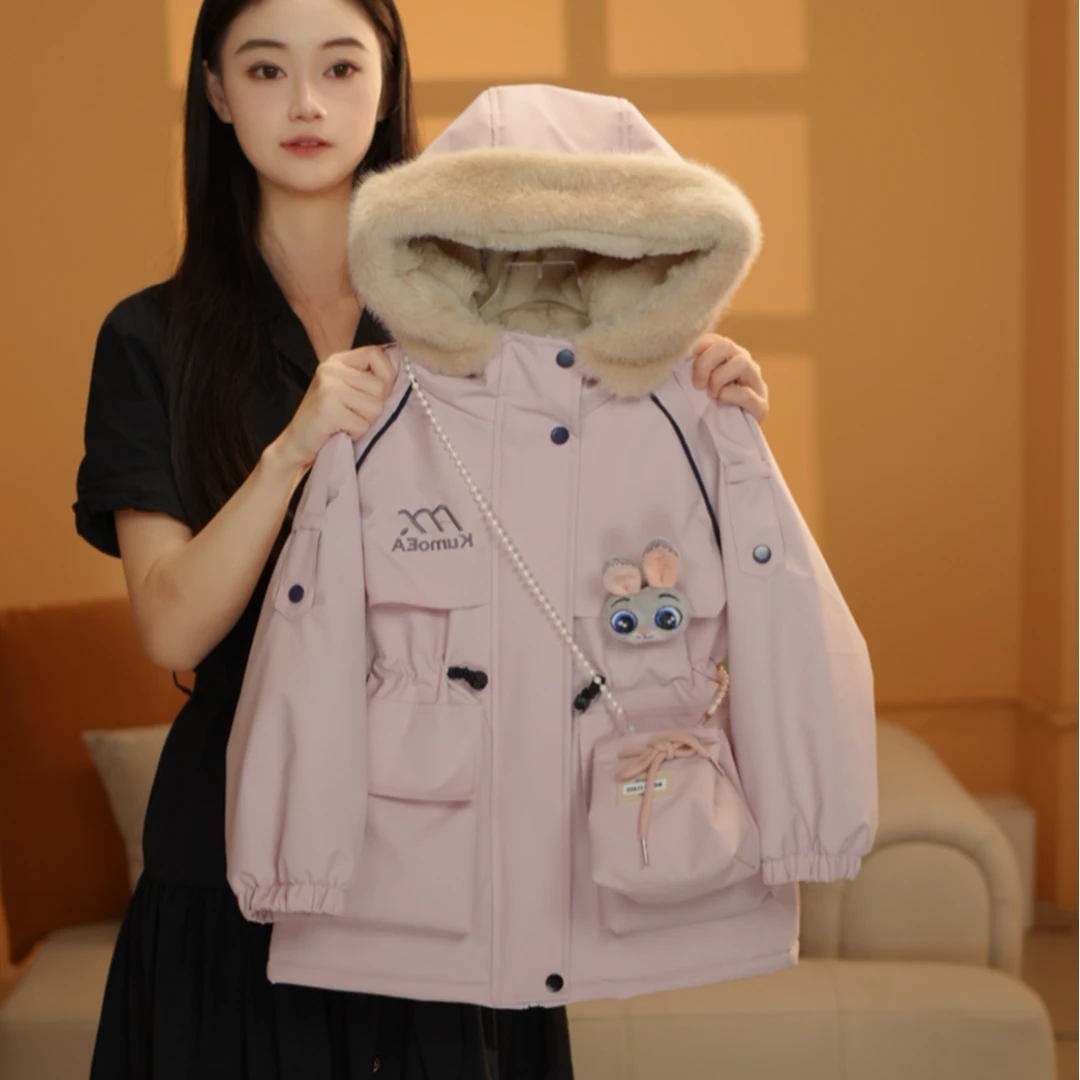 2025冬款新款女中大童冬装气质皮派克外套测1