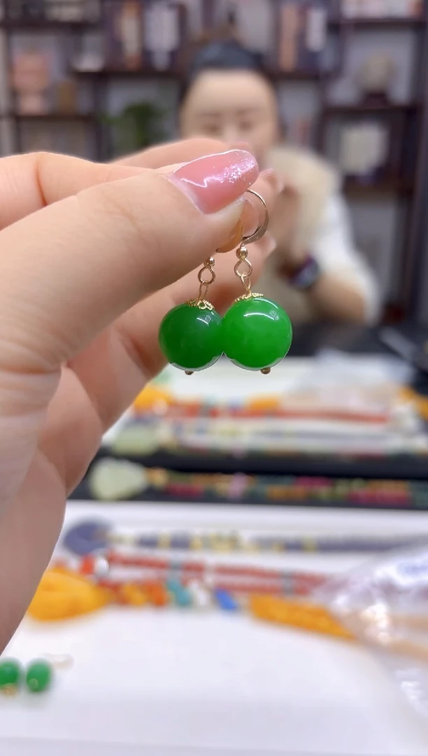 【闪购商品】翡翠耳饰14K金镶嵌耳勾E665