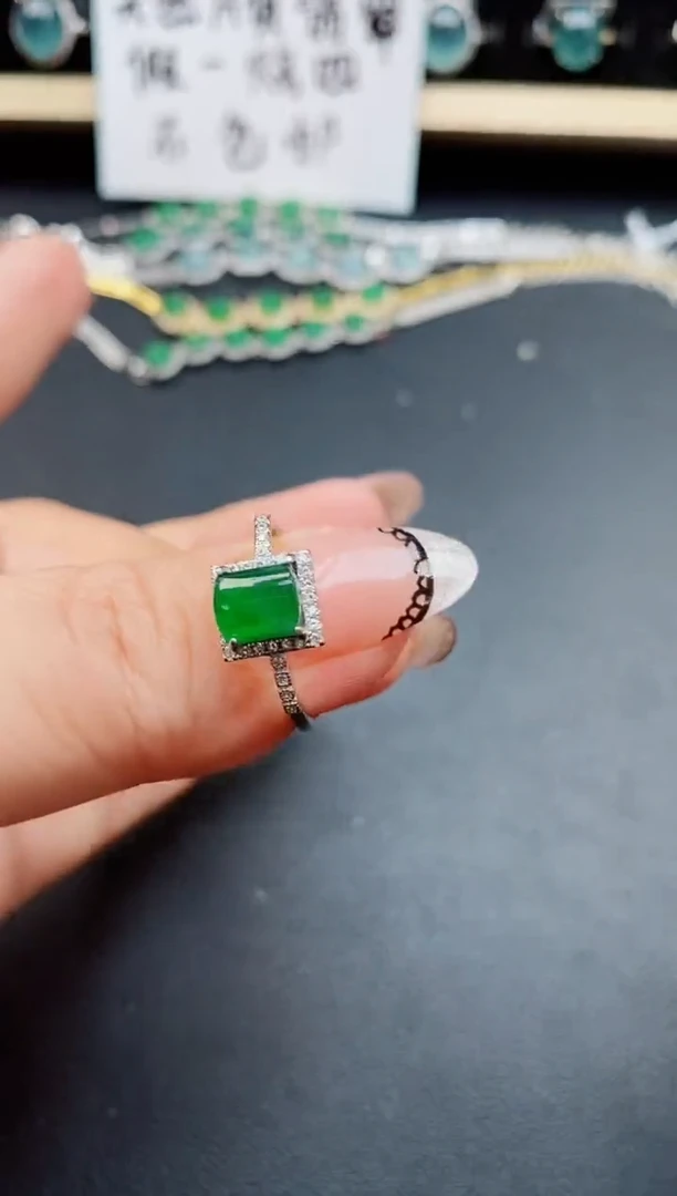 翡翠戒指银S925镶嵌231321
