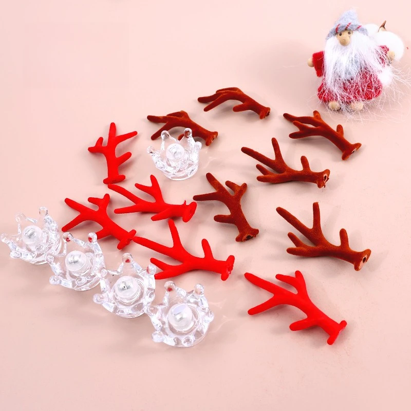 【V5】圣诞节圣诞鹿角发光水晶皇冠灯圣诞礼物手工diy配平安果包装
