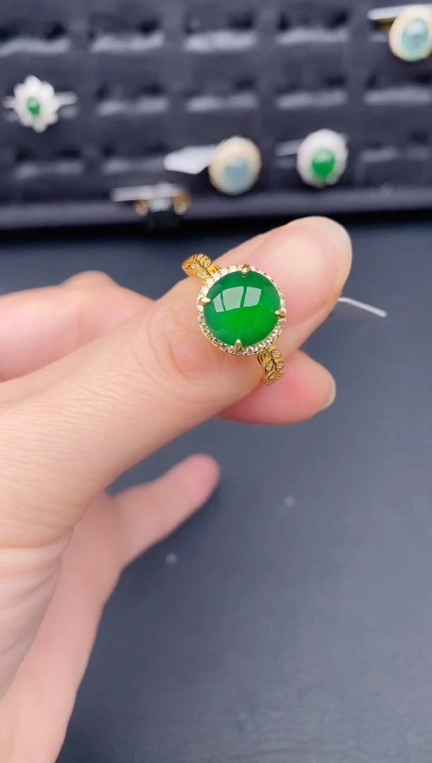 银S925镶嵌戒指翡翠天然a货翡翠321