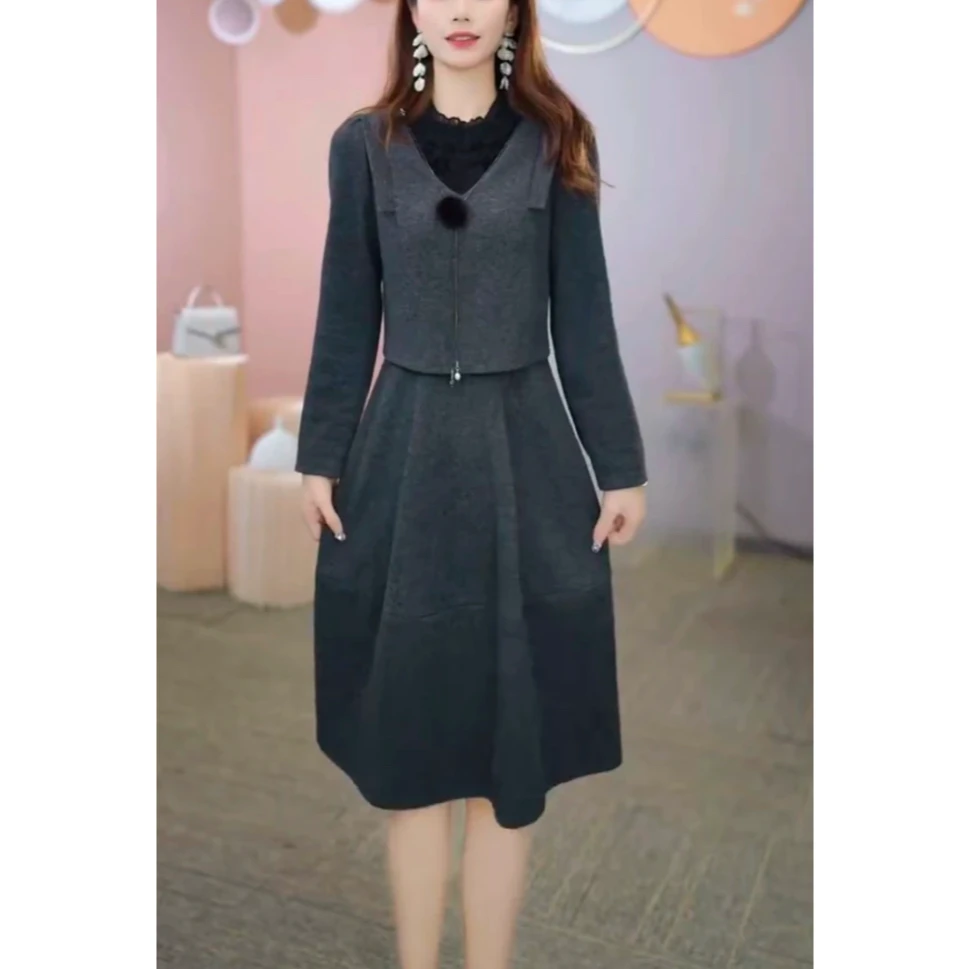 【铭悦定制】X211#减龄新款气质显瘦修身秋冬连衣裙长袖裙子