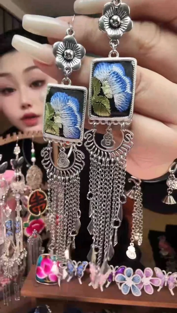 刺绣纯手工民族风刺绣耳环
