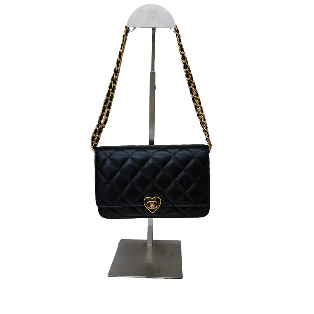 95新 Chanel/香奈儿 安洁利严选 爱心发财woc黑金 斜挎包 416