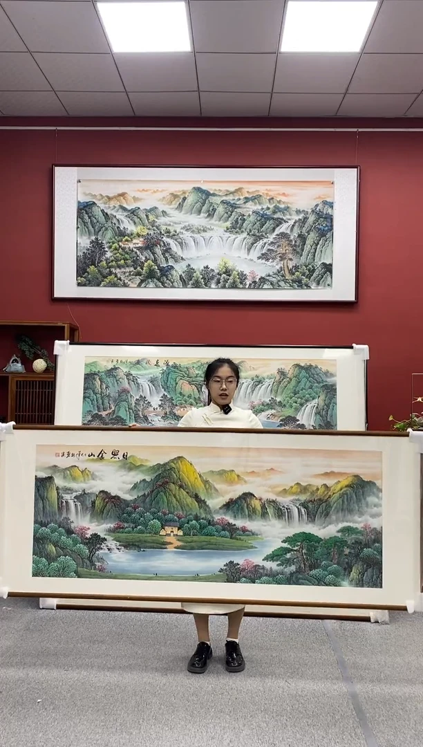 国画手绘日照金山219*88