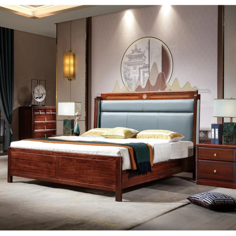 S2013软包床 新中式黑檀木·爱里古夷苏木主卧室实木床双人床家用