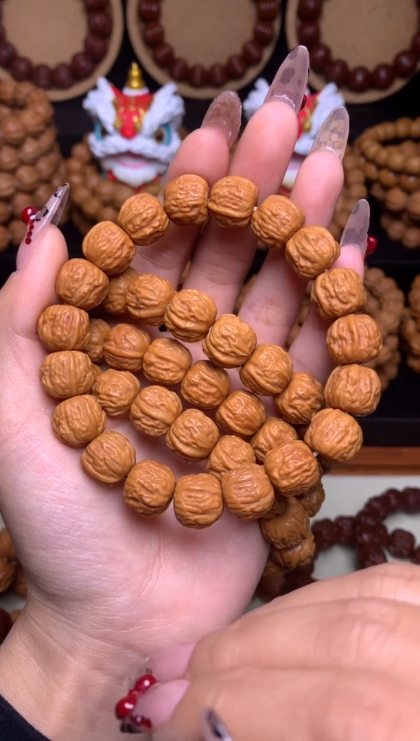 【闪购商品】文玩核桃手串12-13mm+金蟾蛤蟆头龙炎深雕全品