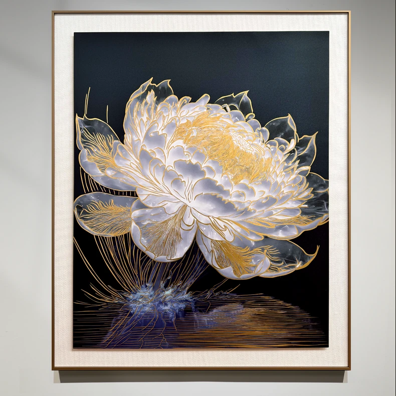 释同《光影睡莲/金色睡莲》铜雕画现代装饰画客厅餐厅挂画玄关画