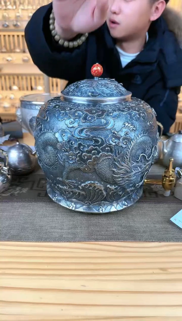 【闪购商品】足银999浮雕游龙大师水缸