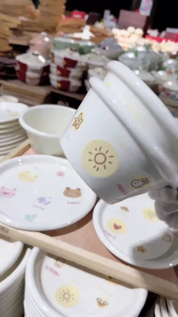 陶瓷2个胖胖反边面碗微瑕 凑满20元包邮