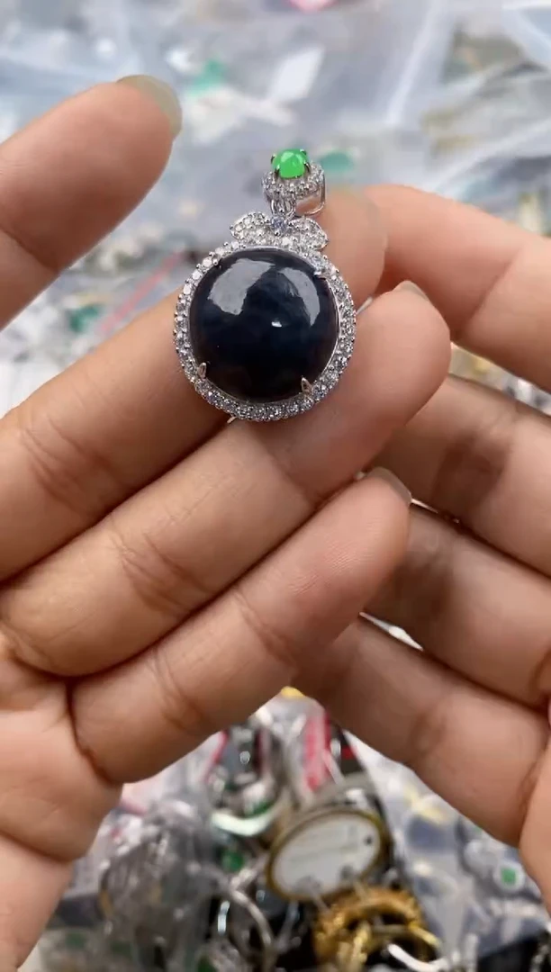 银S925镶嵌戒指翡翠222--5