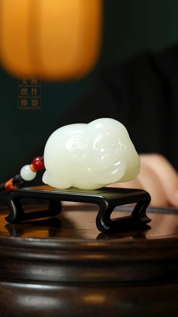 玉《吉象纳福》手把件摆件