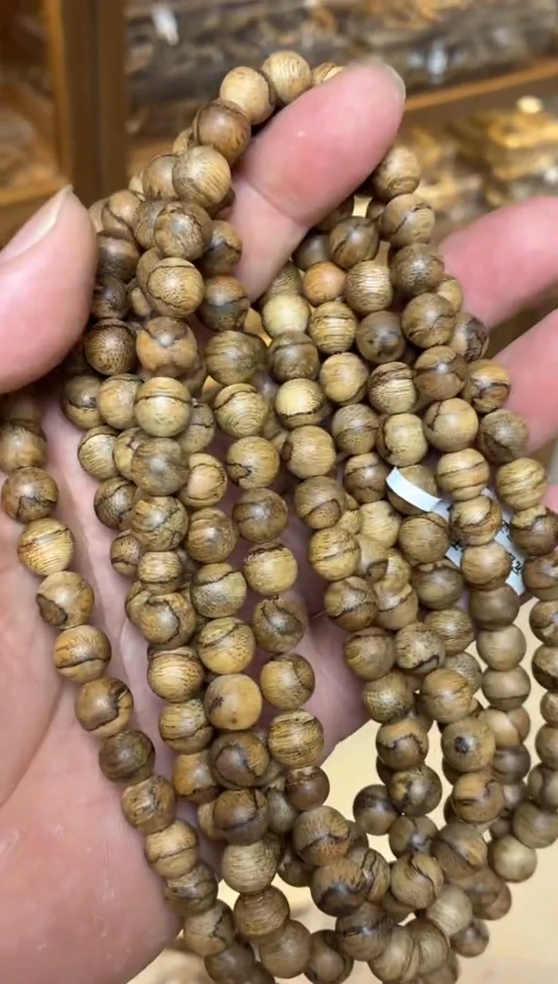 沉香手串 达拉干圆珠长串虎皮纹0.9多样性发其一
