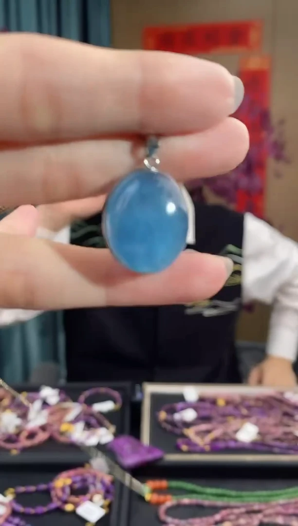 【闪购商品】海蓝宝石吊坠(不含链)银S925镶嵌144