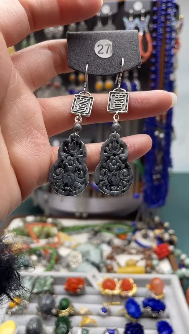 【闪购商品】翡翠耳饰银S925镶嵌饰品