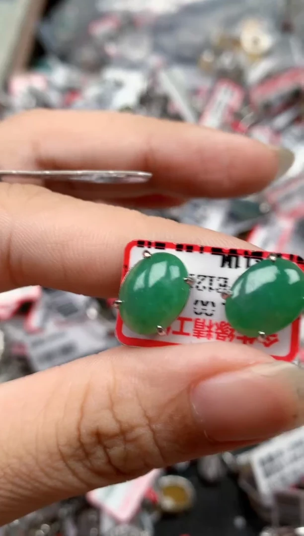 银S925镶嵌戒指翡翠天然A货缅甸翡翠