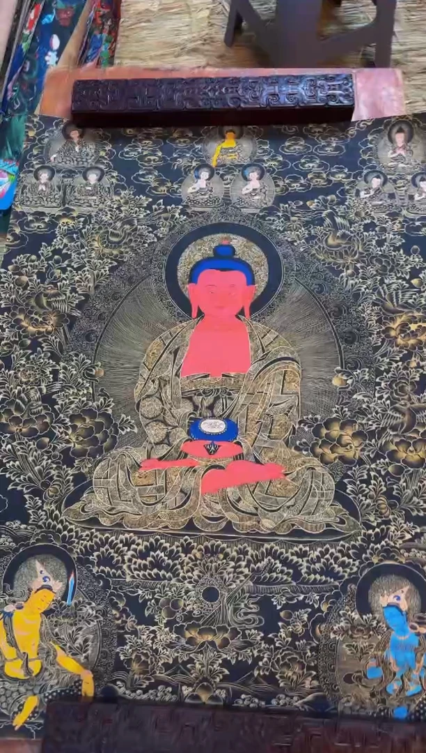 装裱画精品手绘唐卡链接--A139阿弥托佛