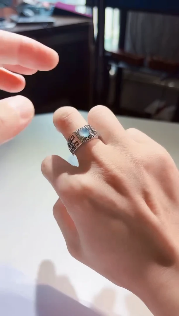 翡翠戒指14K金镶嵌翡翠戒指天然翡翠a货戒指9005